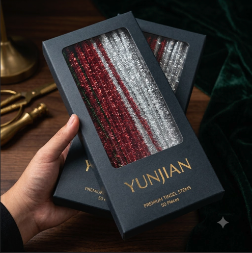 Premium retail packaging display for glitter chenille stems