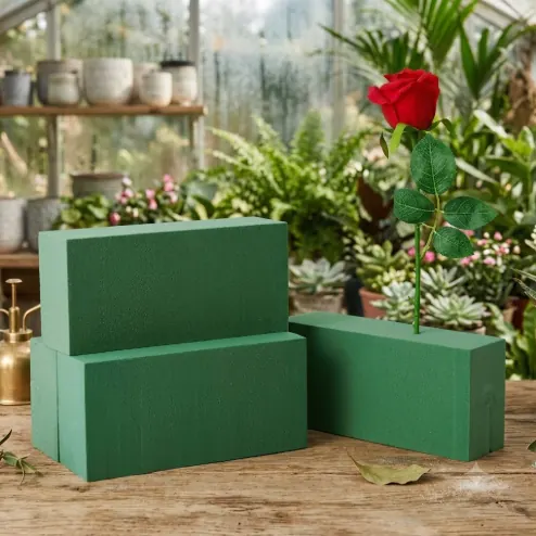 Green floral foam blocks for flower arrangement