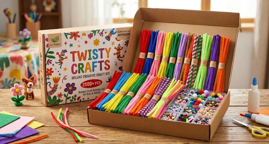 Retail-ready chenille stem craft kit packaging